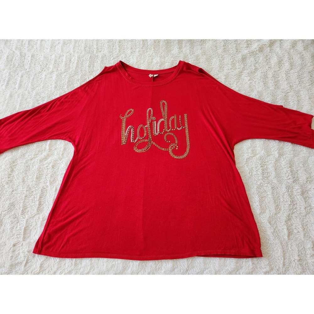 Cato Cold Shoulder Red Holiday Top Womens Plus Size 18/20W